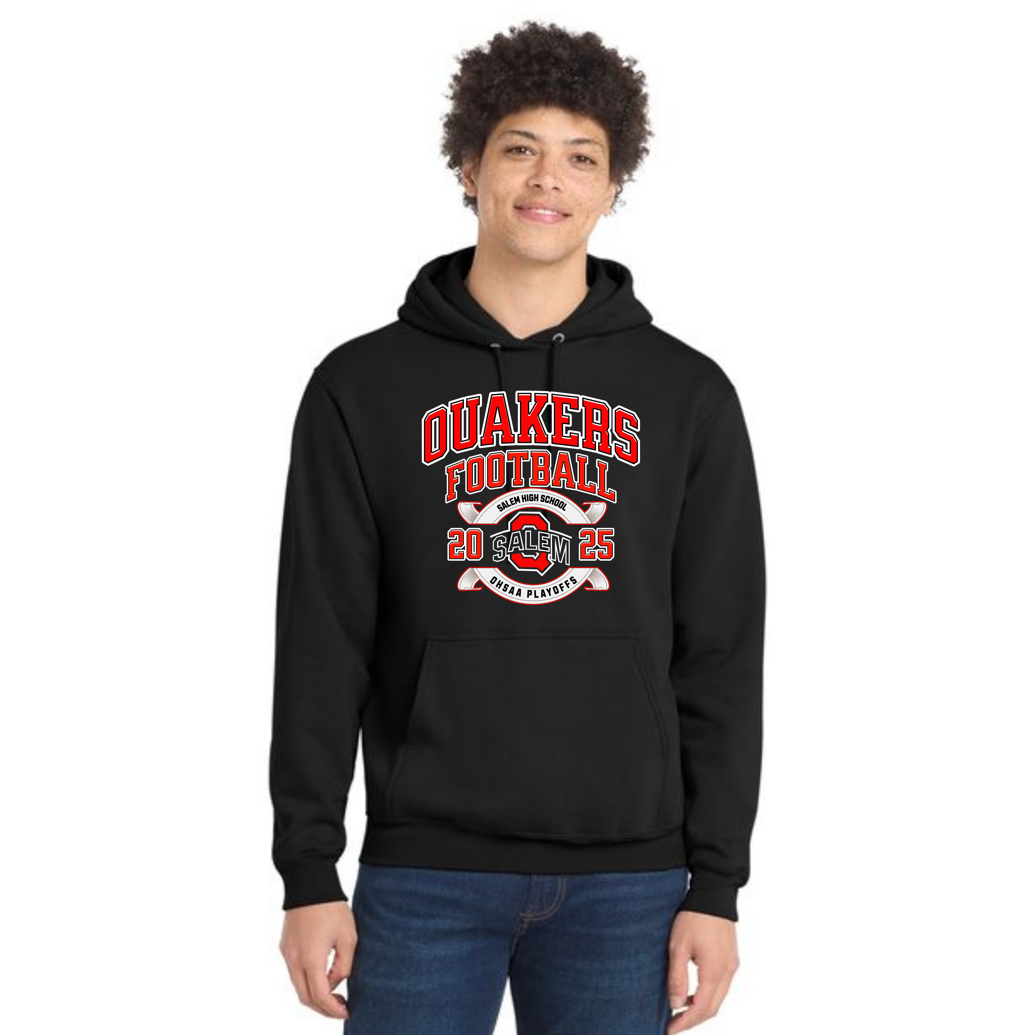 Quaker Merch SALEM QUAKERS FOOTBALL PC78H Port & Company® Core Fleece Pullover Hood ...