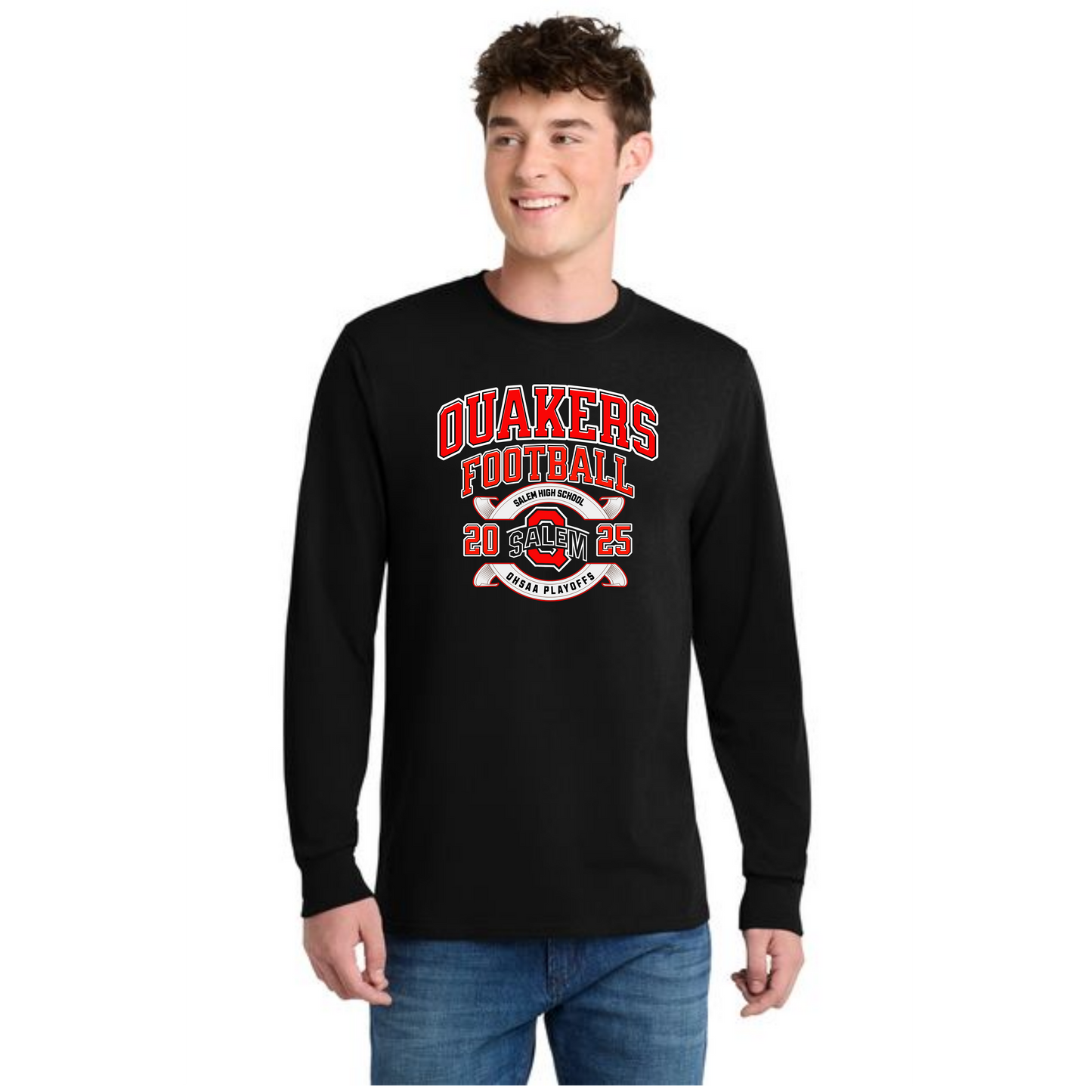 SALEM QUAKERS FOOTBALL PC55LS Port & Co™ Long Sleeve Core Cotton Tee SF-13