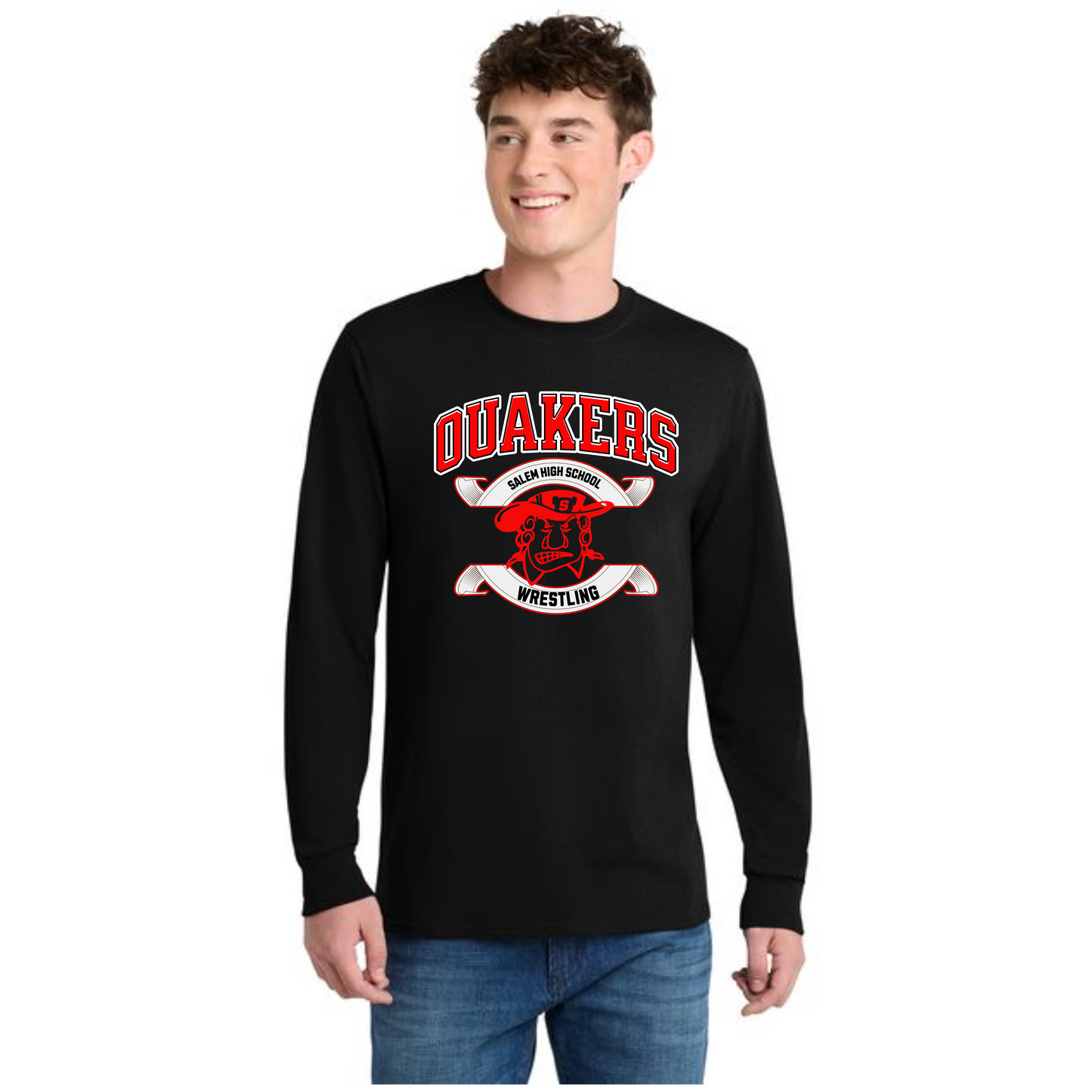 SALEM QUAKERS WRESTLING Port & Co™ PC54LS Long Sleeve Core Cotton Tee 9