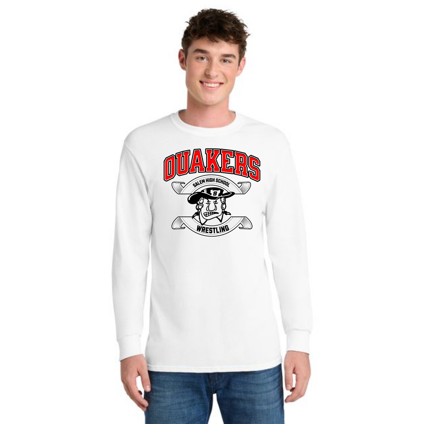 SALEM QUAKERS WRESTLING Port & Co™ PC54LS Long Sleeve Core Cotton Tee 9