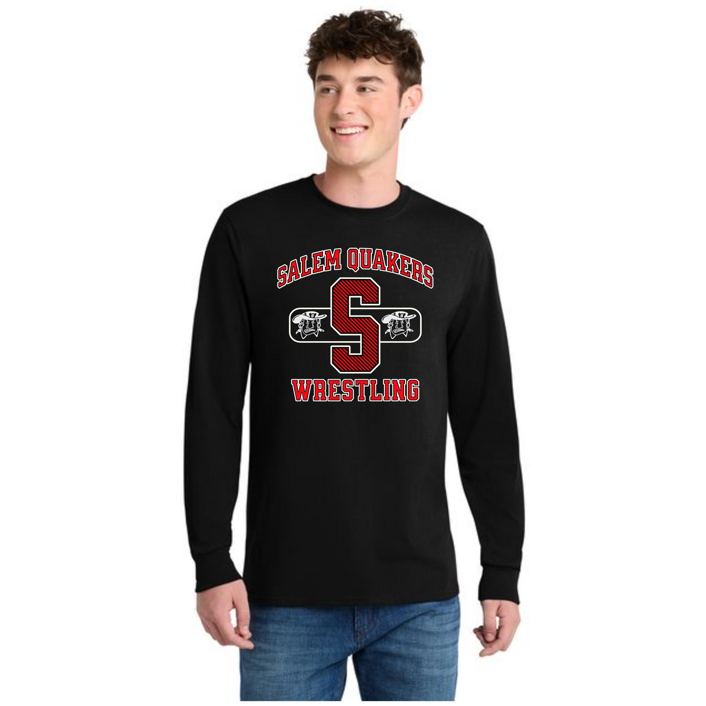 SALEM QUAKERS WRESTLING Port & Co™ PC54LS Long Sleeve Core Cotton Tee 8