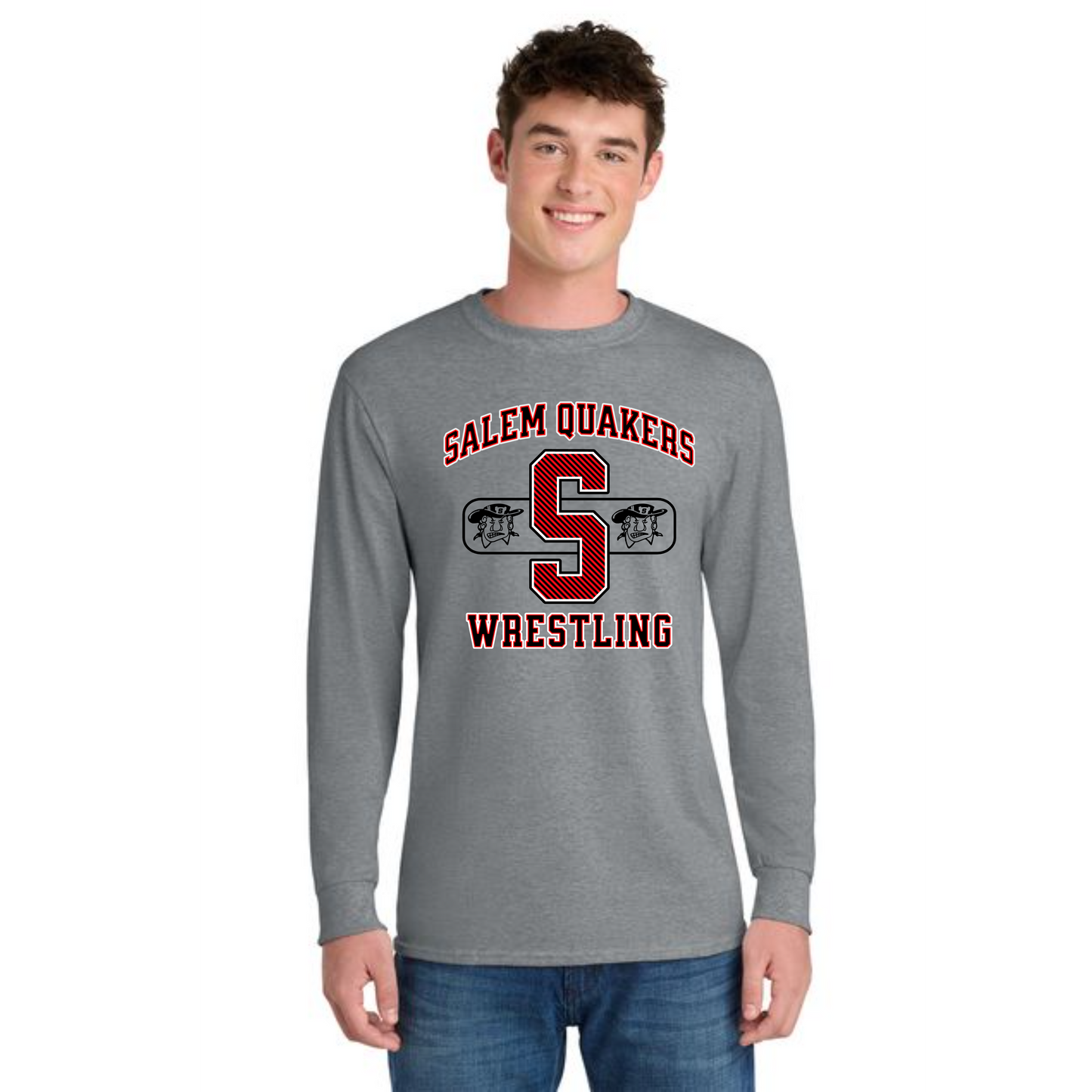 SALEM QUAKERS WRESTLING Port & Co™ PC54LS Long Sleeve Core Cotton Tee 8