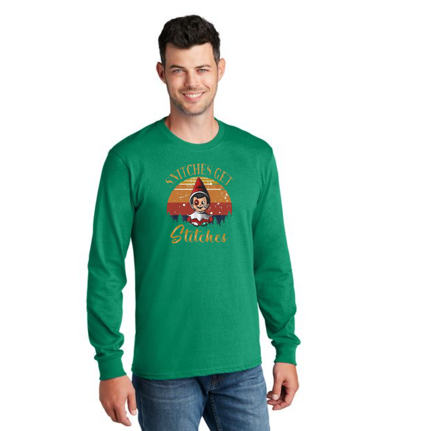 CHRISTMAS STITCHES PC54LS Port & Company® Long Sleeve Core Cotton Tee 24