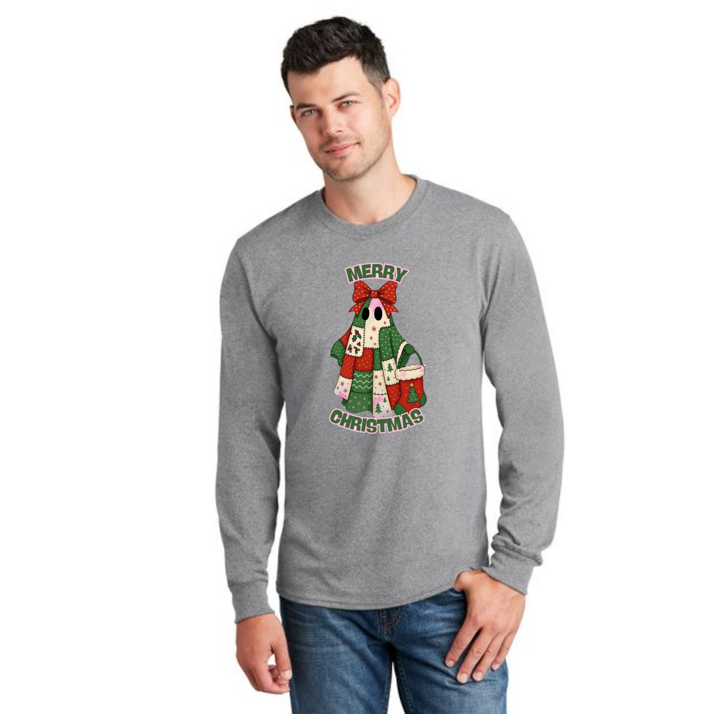 CHRISTMAS STITCHES PC54LS Port & Company® Long Sleeve Core Cotton Tee 24